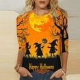 thumbnail image 4 of Fiaer,Halloween 3/4 Sleeve Womens Tops,Women's Oversized Halloween Printed T Shirts,Ladies Crew Neck Loose Fit Trendy Tshirts Orange XXL, 4 of 7