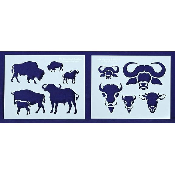 Buffalo/Bison Stencils 2 Pieces -Mylar of 14 Mil 8" X 10" - Painting /Crafts/ Templates