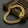 thumbnail image 2 of QQTDFG Mens Miami Cuban Link Bracelet 18K Gold Plated Stainless Steel Hip Hop 8mm-18mm-8mm-7.5inch or 19cm, 2 of 5