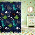 thumbnail image 2 of Manfei Cartoon T-Rex Dinosaur Shower Curtain 72Wx72L,Vintage Paw Print Bathroom Curtain,Blue Gray, 2 of 5