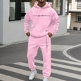 thumbnail image 2 of ibiyuan Men Outfits 2 Piece Fashion Casual Autumn Winter Casual Outfits Sweatsuit Pullover Tops and Pants Vacation Sets,Pink, 2 of 5