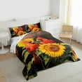 thumbnail image 3 of Feelyou Cartoon Red Bird Queen Comforter Set for Teens, Kawaii Rustic Animal Bedding Sets, Vibrant Sunflower Reversible Bedding Comforter Set, Breathable Home Decor, 3-Piece, 3 of 8
