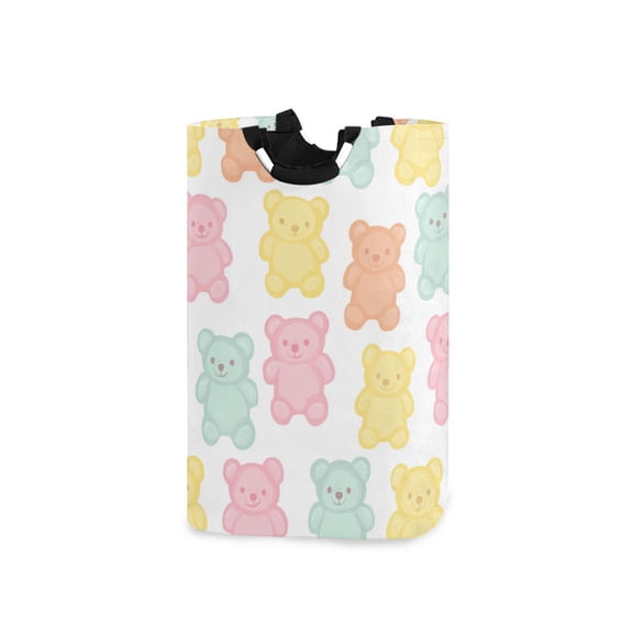 Yayeee Freestanding Laundry Hamper with Handle Collapsible Large Storage Basket for Clothes, Cute Gummy Bears Pattern
