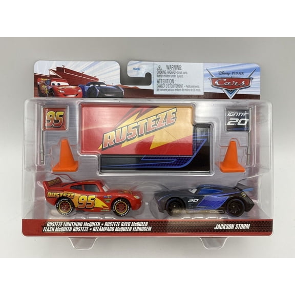Disney Pixar Cars LIGHTNING McQUEEN & JACKSON STORM-Rusteze 2-pack