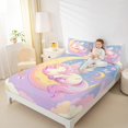 thumbnail image 4 of Castle Fairy Kids Cute Animal Unicorn 3Pcs Twin Sheet Sets,Kawaii Rainbow Twin Fitted Sheet,Dreamy Princess Breathable Flat Sheet,Microfiber Bedroom Decor, 4 of 7