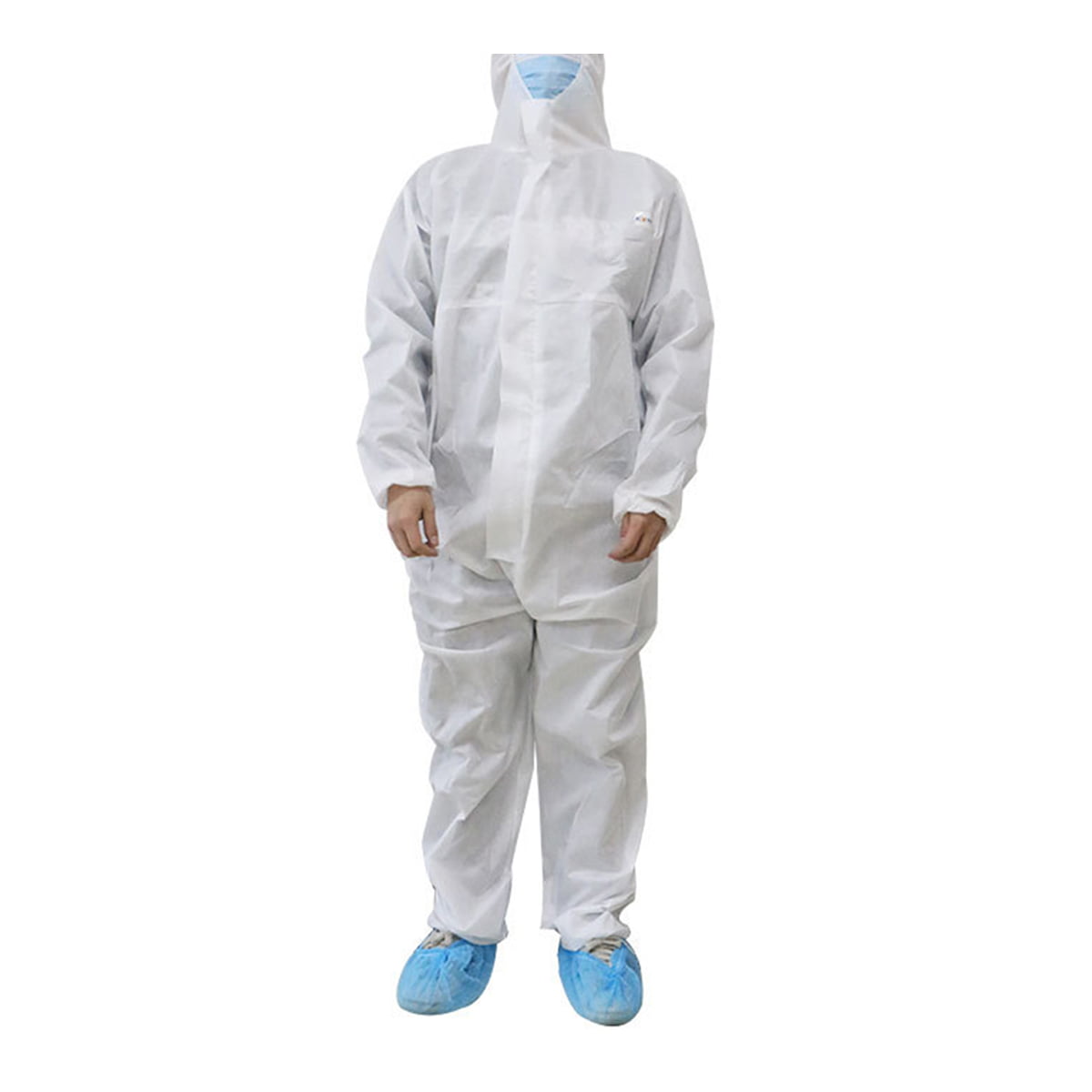 Disposable White Coveralls Painters Protective Overall Boiler Suit Hood Lab Coat 