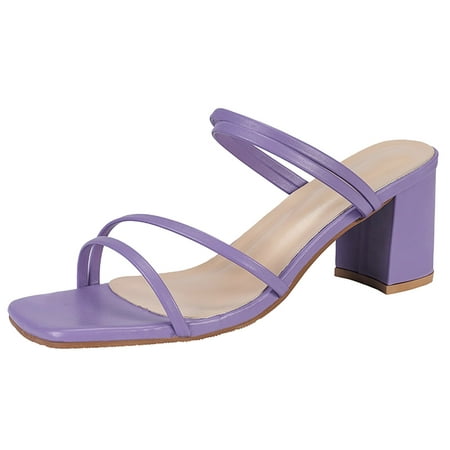 

Larisalt Womens Sandals Women s Paris Square Toe Two Strap Flat Sandal Purple