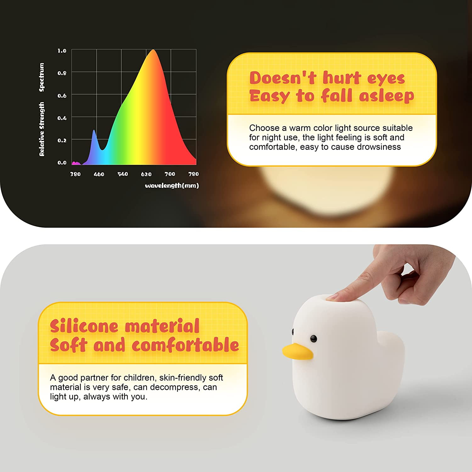 USB Powered Duck LED Silicone Night Light Children Bedside Table Lamp Bedroom 