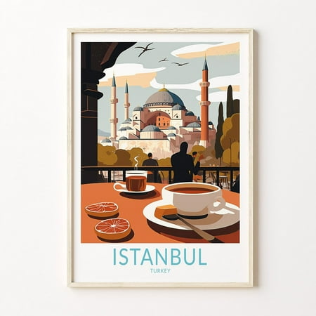 Istanbul Turkey Travel Wall Poster, Unframed Canvas 8x10in