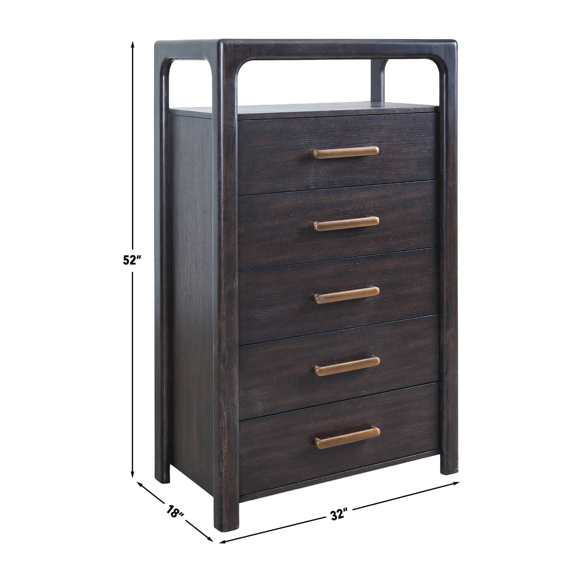 Steve Silver Sigmund Vertical Sabe Brown 5 Drawer Chest