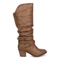 thumbnail image 2 of Liliana DA24 Women Distressed Leatherette Slouchy Knee High Buckle Strappy Riding Boot, 2 of 5