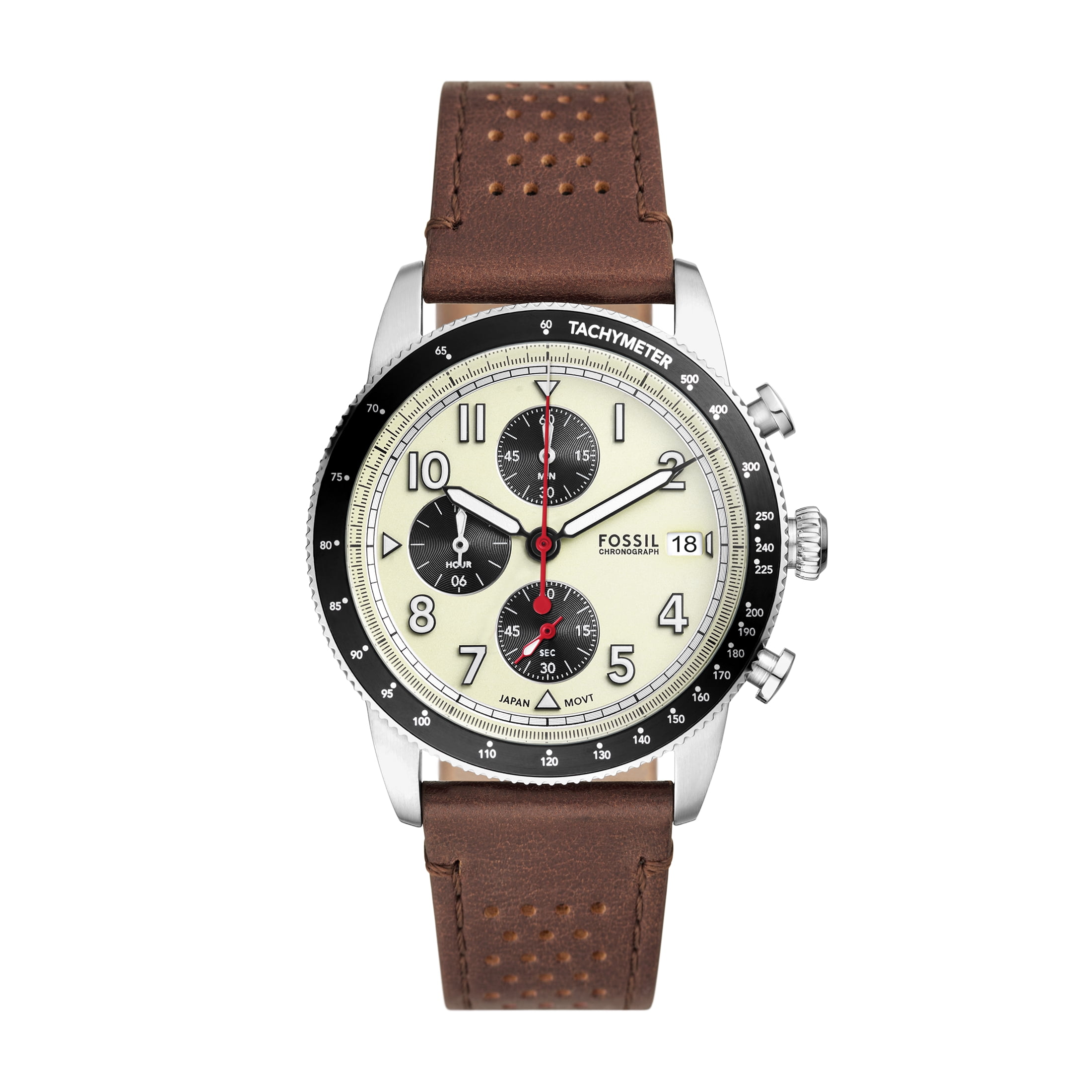 Fossil Wristwatch - Men's Grant Chronograph, Brown Leather