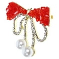 thumbnail image 1 of Minkissy Minimalist Chic Design Bow Tie Brooch With Red Rhinestone For Various Occasions 1Pcs, 1 of 8
