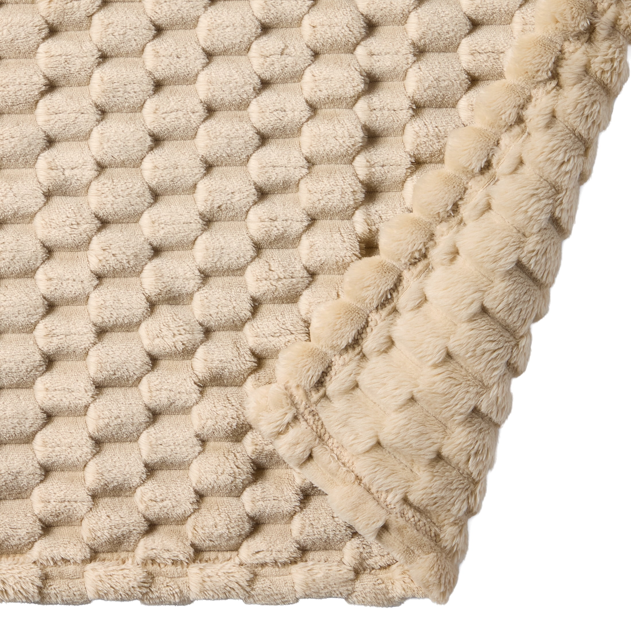 Better Homes & Gardens Textured Velvet Plush Soft Throw Blanket,  Papyrus Beige
