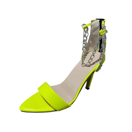 

Woobling Womens Sandals Stiletto Dress Sandal Beach High Heels Party Pumps Comfort Summer Casual Fluorescent Green 7.5