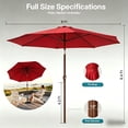 thumbnail image 2 of Pipopa 9FT Outdoor Patio Umbrella with Push Button Tiltand Crank, Ourdoor Market Leisure Umbrella for Beach, Garden, Yard, Home, Pool, Red, 2 of 8