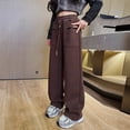 thumbnail image 4 of Gubotare Girls Baggy Pants Girls Sweatpants Girls' Activewear High Waisted Jogger Pants Size 10-12 (Coffee,10-12 Years), 4 of 9
