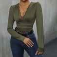 thumbnail image 1 of LOVZFMLL Mode Femme Décontractée - Combinaison Courte en Dentelle à Manches Longues et Col Rond Couleur Unie Vert Armée m, 1 of 6