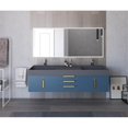 thumbnail image 2 of Amazon 72" Blue Wood Floating Vanity with Gray Top and Gold Trim, 2 of 10