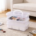 thumbnail image 3 of RBCKVXZ 3-Tier Clear Storage Bins, Stackable Carry Storage Box Container, Plastic Lidded Organizer Case With Handle for Beads, Arts & Crafts, Sewing, Office Supplies, 3 of 6