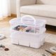 thumbnail image 5 of Caja de almacenamiento de plástico apilable para sobremesa con asa, organizador de 3 niveles para oficina, maquillaje, papelería y objetos pequeños, 5 of 6