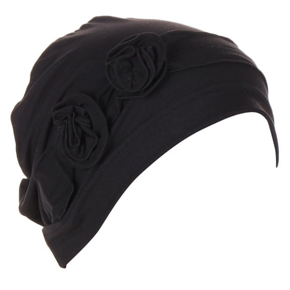 Siminsem Flower Head Hat Cap Ethnic Bohemian Floral Hair Cover Wrap Turban Headwear Under $8 Pleated Turban Cap for Women Soft Stretchy Chemo Scarf for Cancer Hair Loss Daily Sleep Scarf