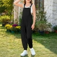 thumbnail image 5 of Girls Jumpsuits Overalls Black Rompers with Pockets Cute Summer Clothes Girls Outfit 9-10 Years Girls Fashion, 5 of 9