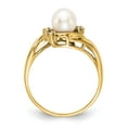 thumbnail image 2 of Solid 14k Yellow Gold 6mm Freshwater Cultured Pearl Diamond Ring Band Size 8.5 (.048 cttw.), 2 of 6
