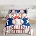 thumbnail image 2 of Feelyou Baseball Gaming Queen Comforter Set, Red Blue Lines Bedding Comforter Set, 3pcs, 2 of 8