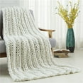 thumbnail image 1 of Cozy Tyme T177-20CWC-UE 40 x 60 in. Sinclair Channel Knit Throw Blanket, Cream White, 1 of 7