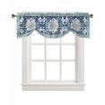thumbnail image 7 of Tie Up Valance Curtain for Kitchen, Geometric Abstract Ethnic Floral Art Rod Pocket Short Curtains Adjustable Tie-Up Shade Valances, Vintage Tribal Blue Window Treatment for Bathroom Living Room Bedroom, 7 of 7