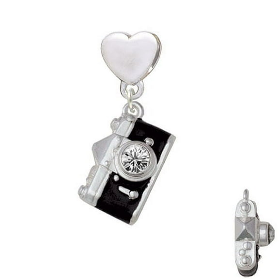 Black Camera - Heart Charm Bead