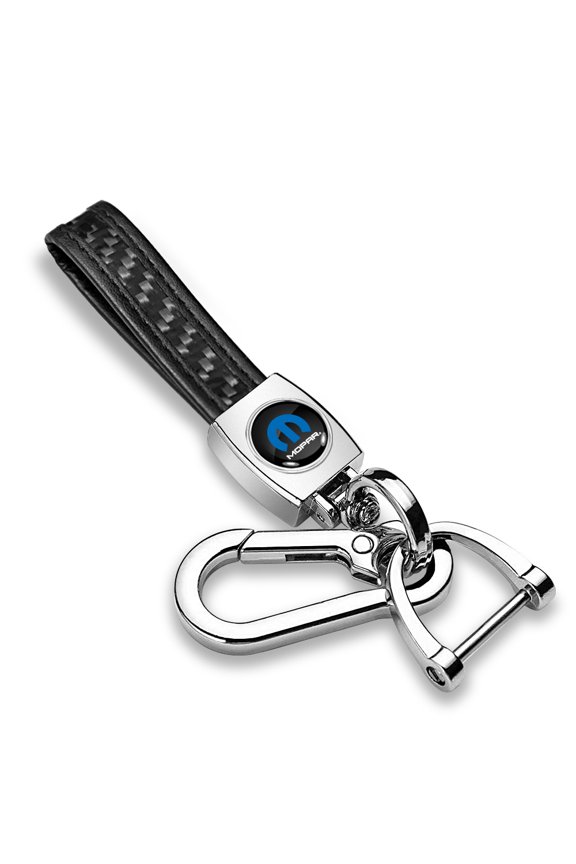 Mopar in Black Real Black Carbon Fiber Loop-Strap Chrome Hook Key Chain