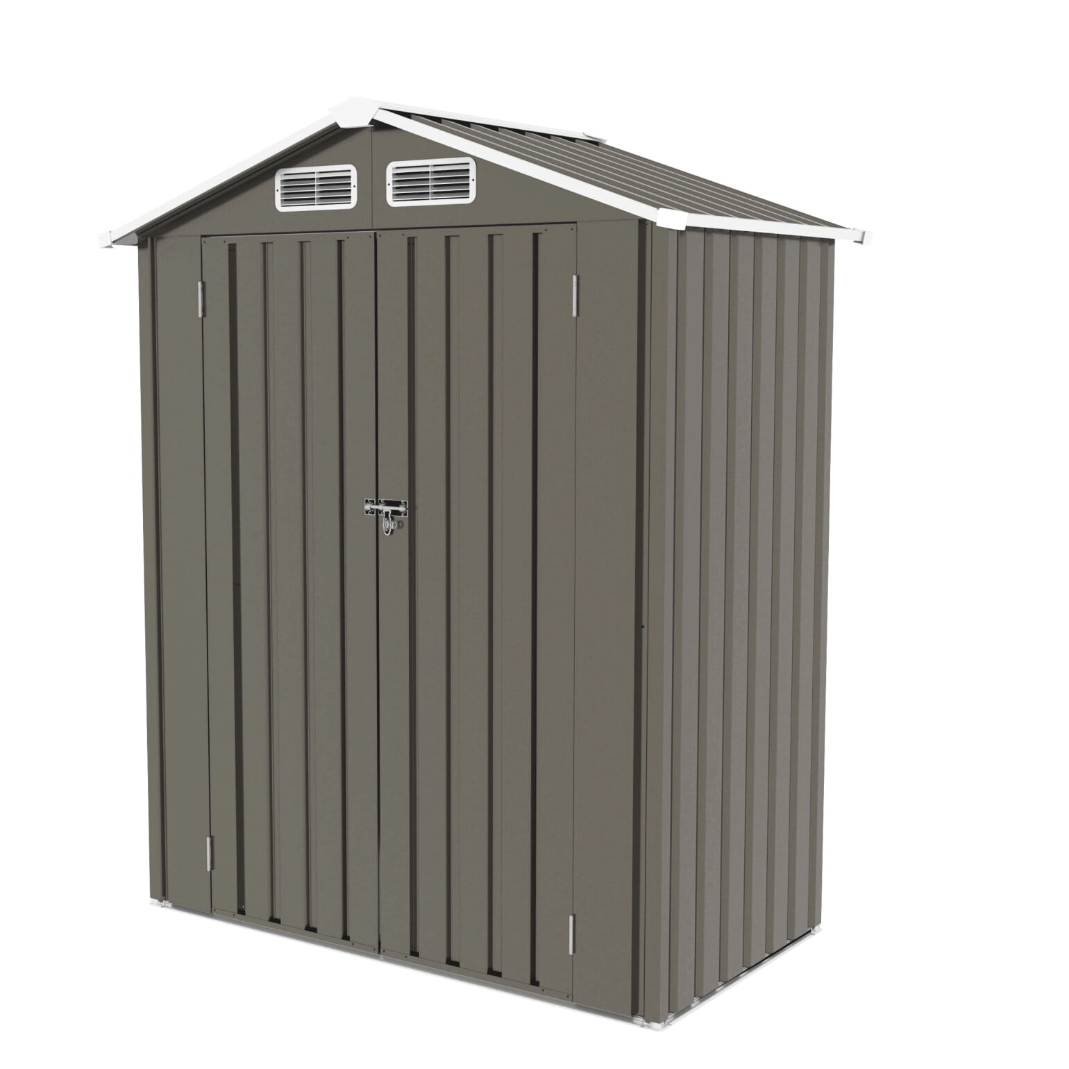 5X3 FT Metal Outdoor Storage Shed, Tool Shed with Pitched Roof and Lockable Double Door Compact for Garden, Backyard, Patio (Gray)