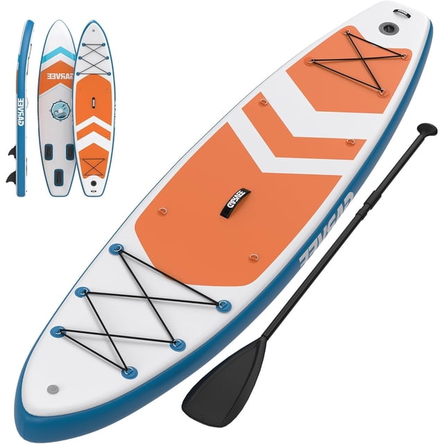 10.6Ft Inflatable SUP Paddle Board 33 In Wide 300 lb Capacity 19 lb Ultra-Light Stand Up Paddleboard EVA Deck 3 Fins Pump