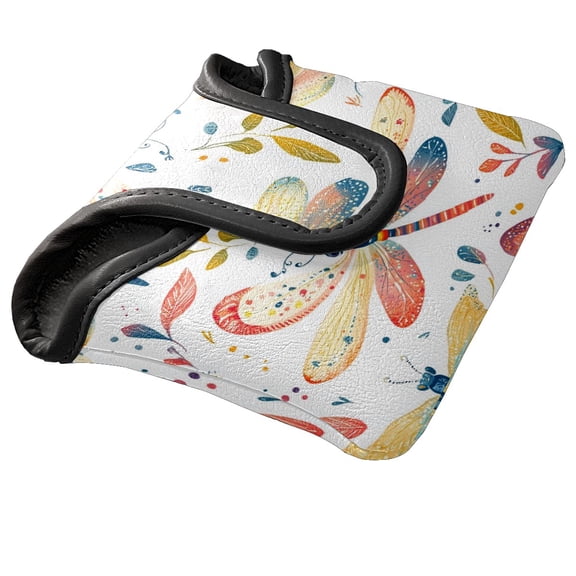 Golf Mallet Putter Cover Premium Leather Golf Putter Head Cover with Magnetic Closure Golf Cover for Men and Women Dragonfly Pattern