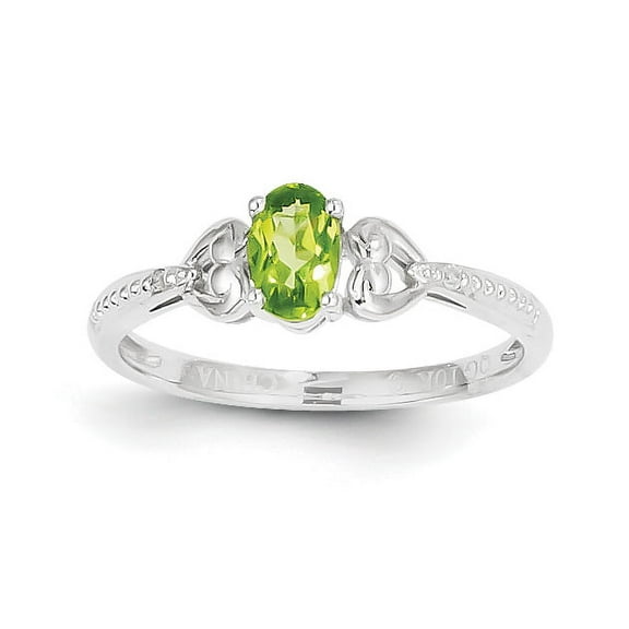 Primal Gold 10 Karat White Gold Peridot and Diamond Ring