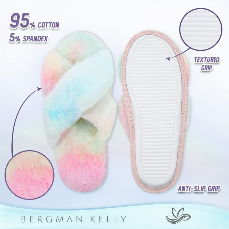 Bergman Kelly Women's Fuzzy Faux Fur Slide Slippers, Starlet