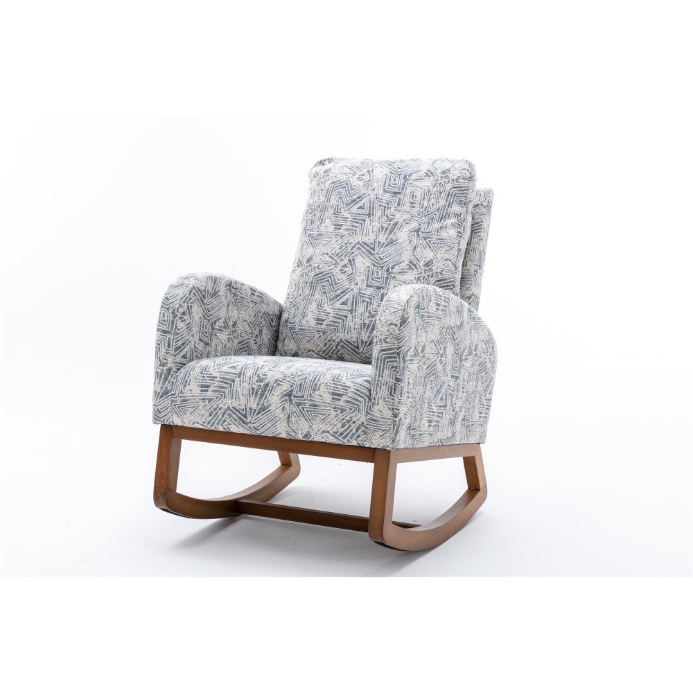 Hassch Nursery Rocking Chairs, Upholstered Fabric Nursery Chairs with Tall Back and Side Pocket