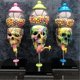 thumbnail image 2 of Dispensador de caramelos de calavera colorida de la máquina de la goma de la burbuja, ornamento de escritorio de Halloween Afortunado Sencillez, 2 of 3