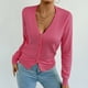 thumbnail image 5 of Suéter de cuello en V para mujer, suéter de punto de color liso con cuello en V, cárdigan con botones, blusa para mujer, 5 of 8