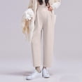 thumbnail image 3 of Bixock Women's Maternity Pants Elastic Waist Solid Color Over The Belly Straight Casual Wide Leg Pants with Pocket Pregnancy Clothes Pants, 3 of 5