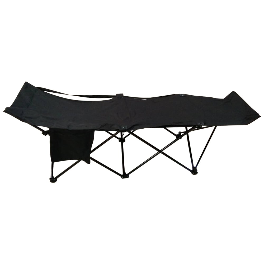 ALEKO Portable Collapsible Camping Bed with Side Storage Bag Black