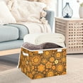 thumbnail image 3 of Yayeee Collapsible Cube Storage Bin with Lid Fabric Closet Decorative Basket with Handles, Retro Orange Flowers, 3 of 7