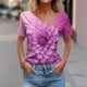 thumbnail image 2 of Top de Verano de las Mujeres, Cuello en V Moda Casual de Manga Corta Blusa, Primavera Y Verano Ligero Top, 2 of 9