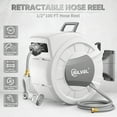 thumbnail image 2 of 65/100FT X 1/2" Retractable Garden Hose Reel, Decorative Outdoor Garden Hose Reels - Automatic Self Retract Wall Mount Hose Reel Enclosed Storage, Any Length Lock, 10 Pattern Nozzle-Grey, 2 of 11