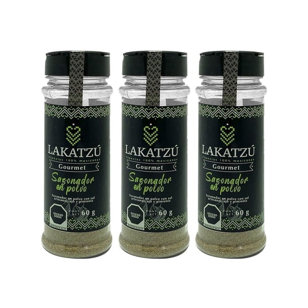 3 Pack Sazonador en Polvo Lakatzú para alimentos 60g c/u