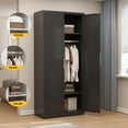 thumbnail image 6 of 71" Metal Armoire Wardrobe Closet with Doors,Tall Clothing Storage Cabinet with Adjustable Shelves and Hanging Rod,Black Wardrobe Closet for Bedroom,Home,Office,Gym, 6 of 16