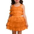 thumbnail image 4 of HNMKIU Girls Carnival Dance Tutu Skirt Ballet Performance Layered Flared Party Skirt With Satin Waistband For Recital Play Dress Up Orange,4-5 Years, 4 of 4