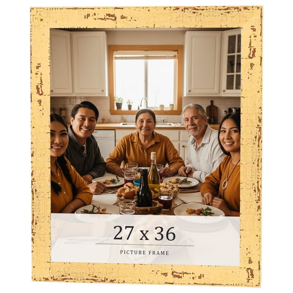 27x36 Frame Yellow Real Wood Picture Frame Width 1.25 inches | Interior Frame Depth 0.5 inches |